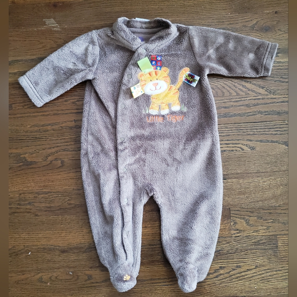 TAGGIES 3/6M Velour "little tiger" velour footies